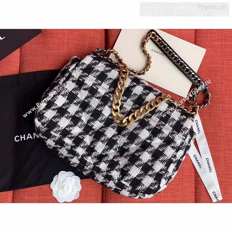 Chanel 19 Tweed Maxi Flap Bag Black/White AS1162 2019 (X-9122568)
