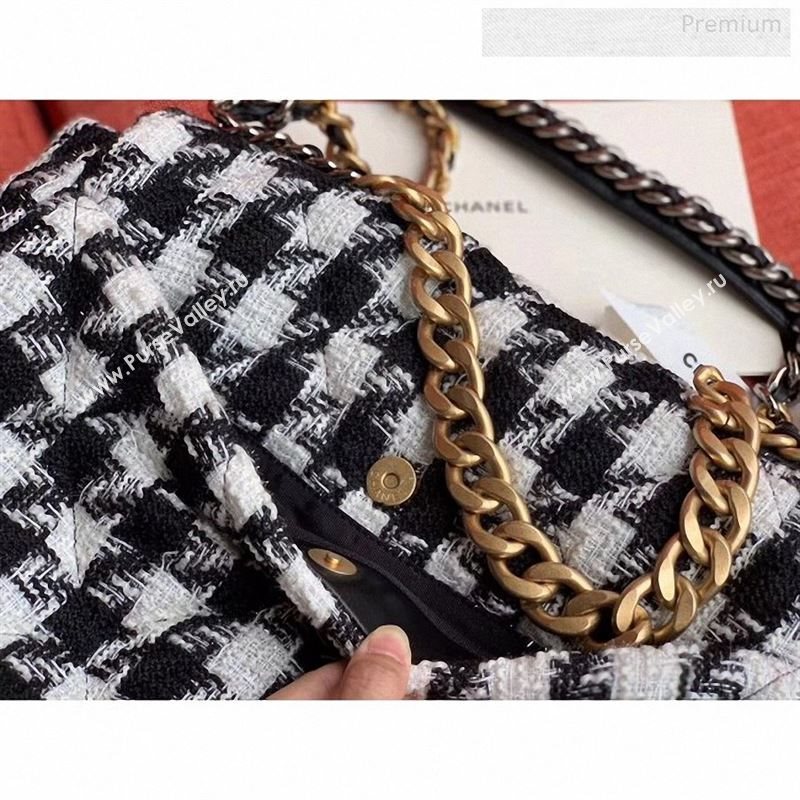 Chanel 19 Tweed Maxi Flap Bag Black/White AS1162 2019 (X-9122568)
