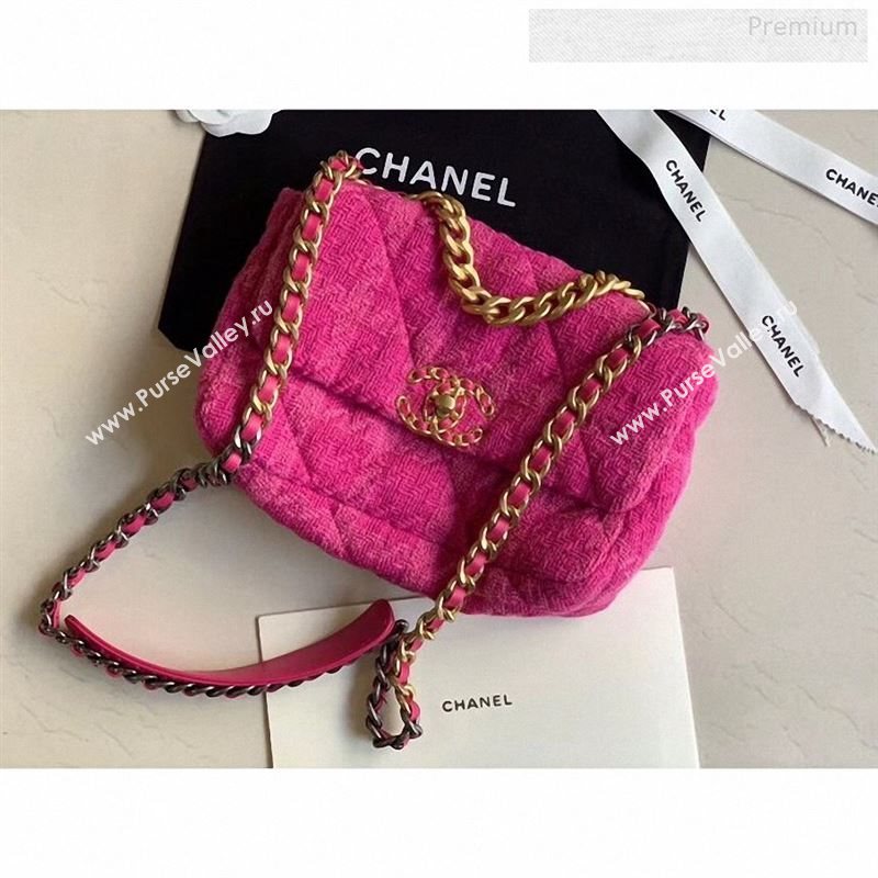 Chanel 19 Tweed Small Flap Bag Rosy AS1160 2019 (X-9122569)