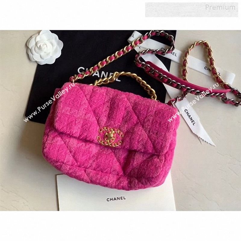 Chanel 19 Tweed Small Flap Bag Rosy AS1160 2019 (X-9122569)