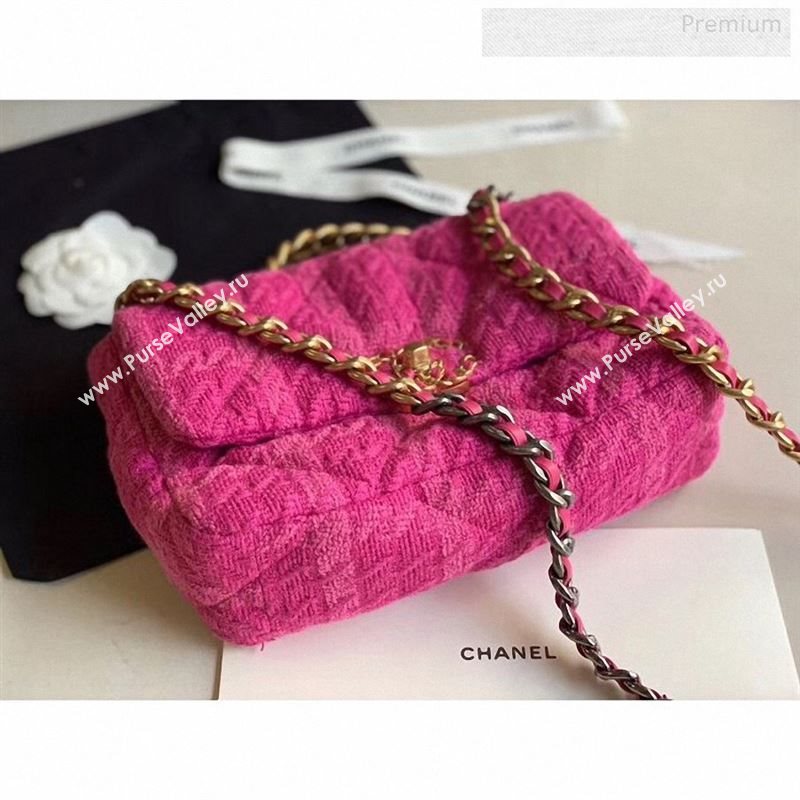 Chanel 19 Tweed Small Flap Bag Rosy AS1160 2019 (X-9122569)