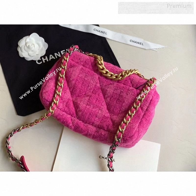 Chanel 19 Tweed Small Flap Bag Rosy AS1160 2019 (X-9122569)