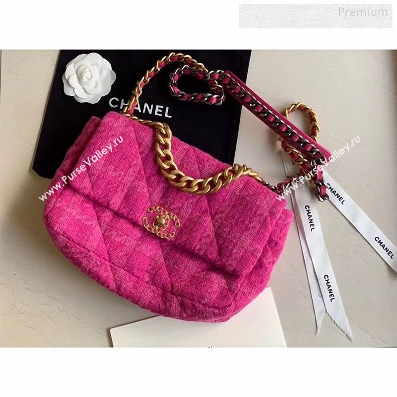 Chanel 19 Tweed Large Flap Bag Rosy AS1161 2019 (X-9122570)