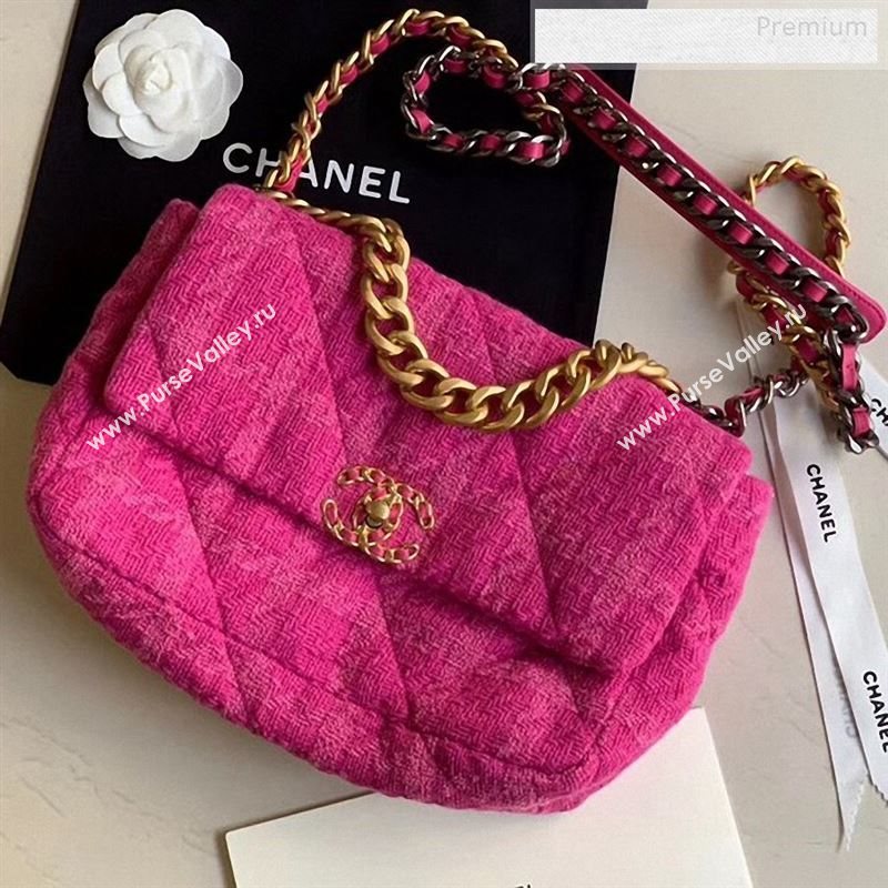 Chanel 19 Tweed Large Flap Bag Rosy AS1161 2019 (X-9122570)