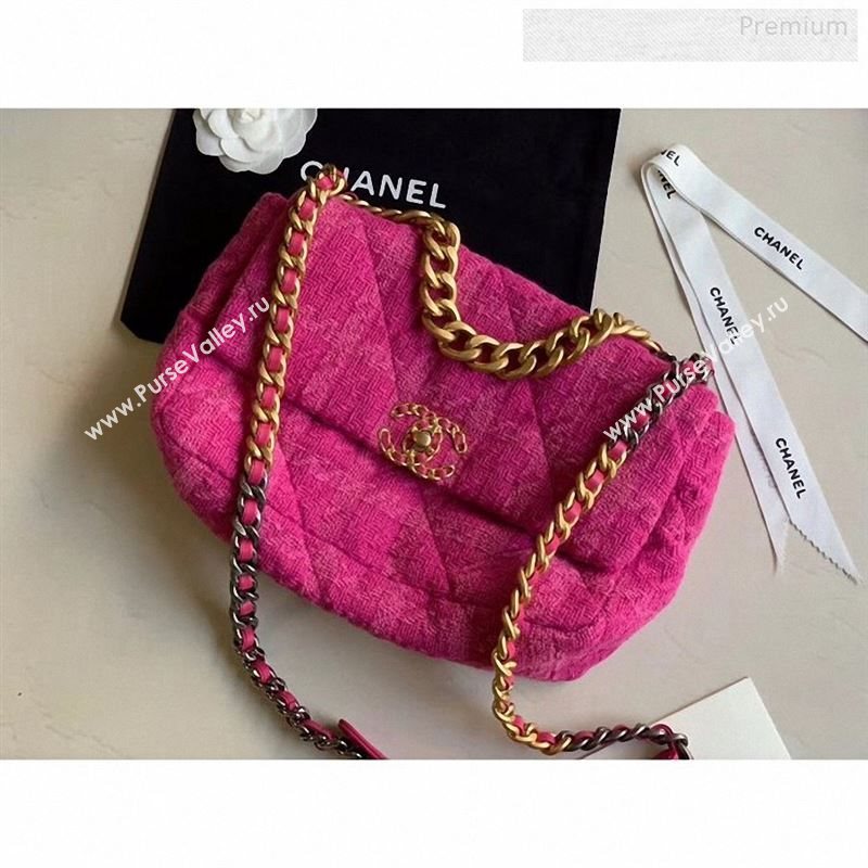 Chanel 19 Tweed Large Flap Bag Rosy AS1161 2019 (X-9122570)