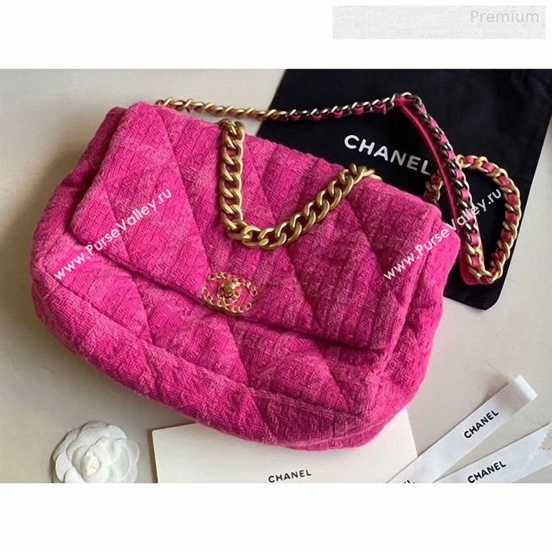 Chanel 19 Tweed Maxi Flap Bag Rosy AS1162 2019 (X-9122571)