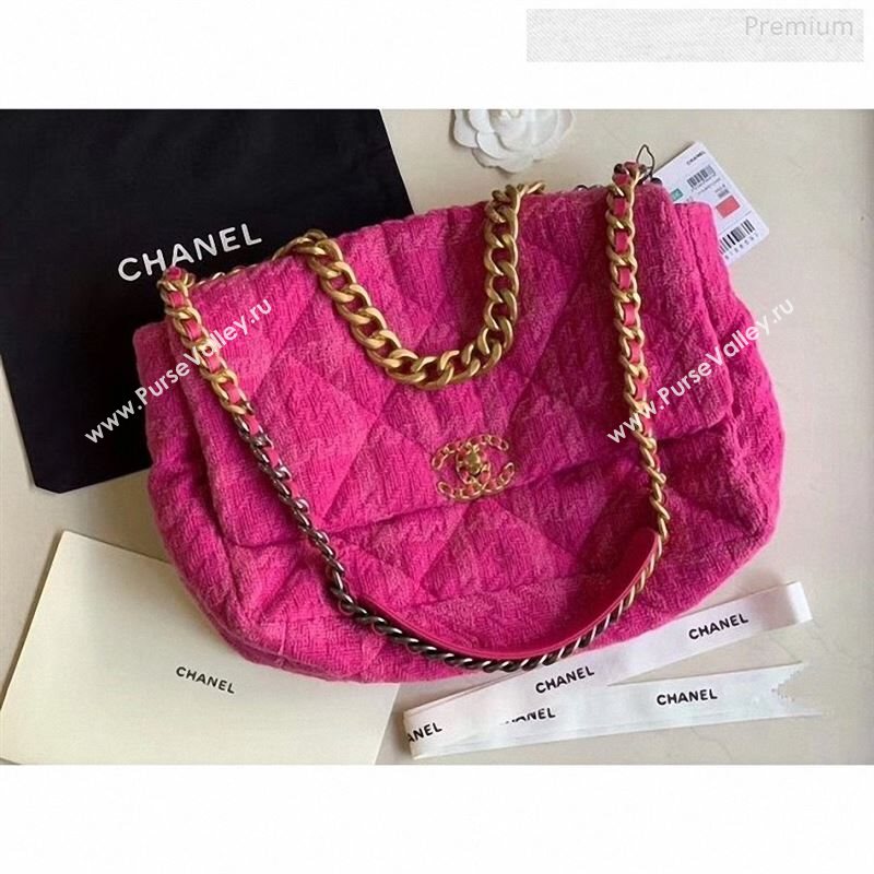 Chanel 19 Tweed Maxi Flap Bag Rosy AS1162 2019 (X-9122571)