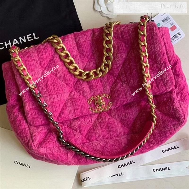 Chanel 19 Tweed Maxi Flap Bag Rosy AS1162 2019 (X-9122571)