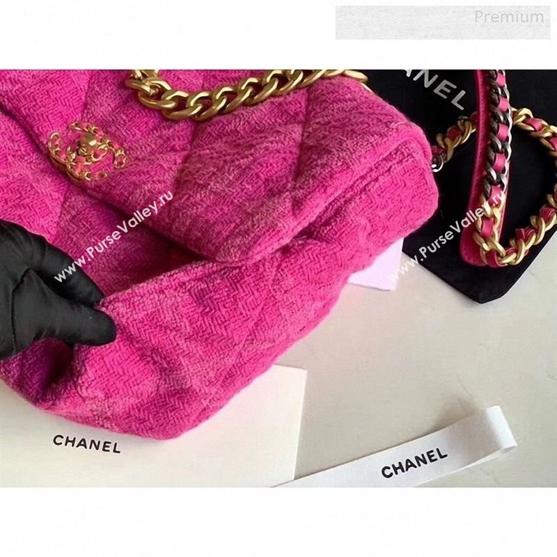 Chanel 19 Tweed Maxi Flap Bag Rosy AS1162 2019 (X-9122571)