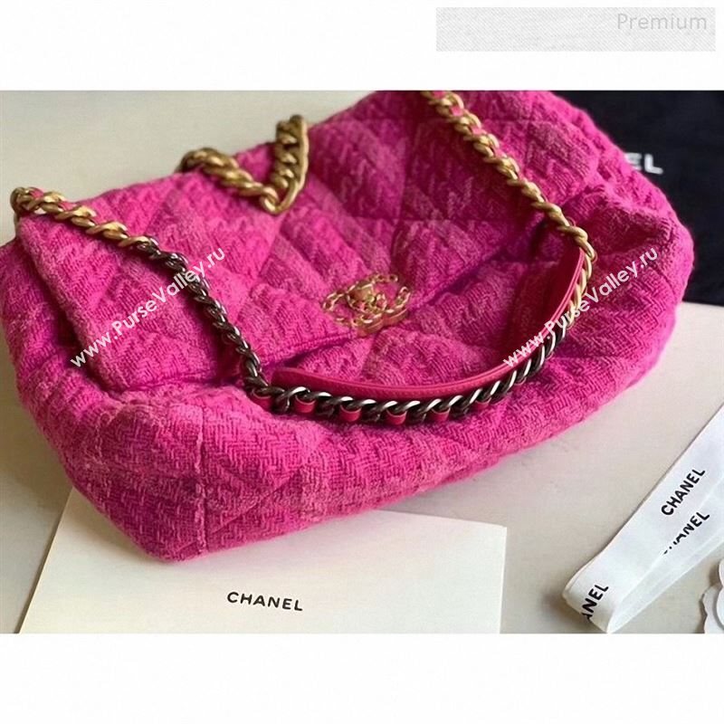 Chanel 19 Tweed Maxi Flap Bag Rosy AS1162 2019 (X-9122571)