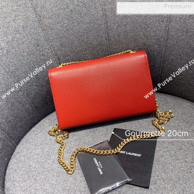 Saint Laurent Small Kate Chain Crossbody Bag in Grained Leather 470429 Red 2019 (JD-0010749)