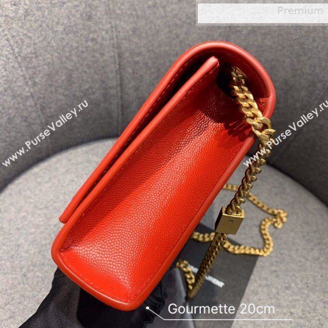 Saint Laurent Small Kate Chain Crossbody Bag in Grained Leather 470429 Red 2019 (JD-0010749)