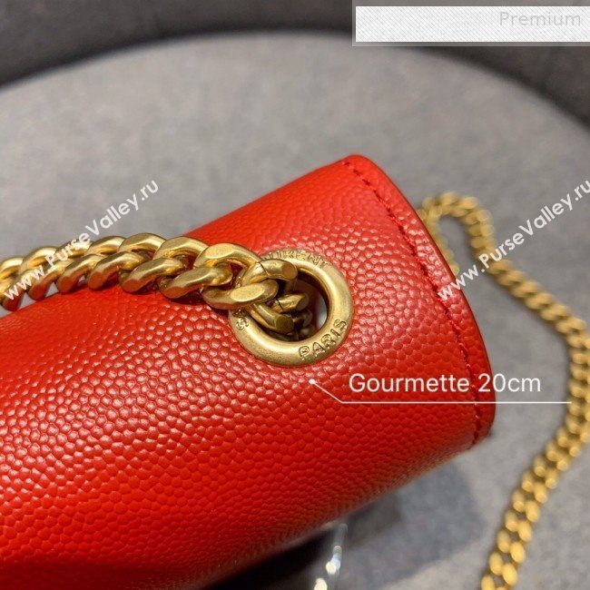 Saint Laurent Small Kate Chain Crossbody Bag in Grained Leather 470429 Red 2019 (JD-0010749)