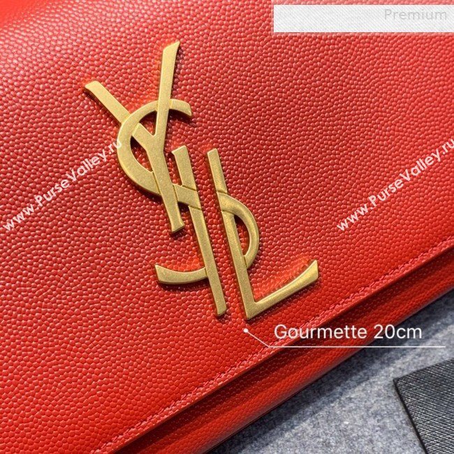 Saint Laurent Small Kate Chain Crossbody Bag in Grained Leather 470429 Red 2019 (JD-0010749)