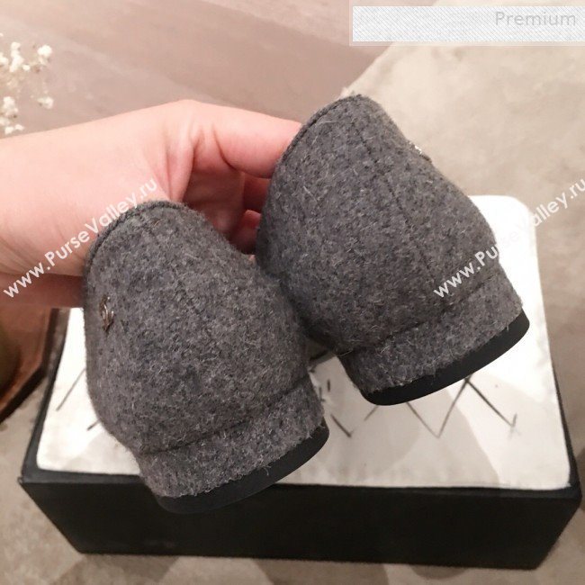 Chanel Felt Chain Flat Loafers G35164 Gray 2020 (KL-0010806)