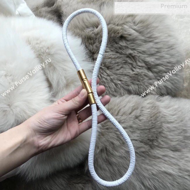 Bottega Veneta Elastic Lambskin Cord Belt 8mm White 2020 (SJ-0010809)
