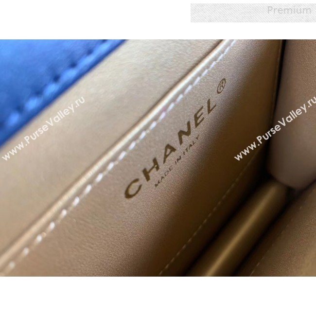 Chanel Quilted Iridescent Lambskin Pearls Flap Bag AS0584 Blue 2019 (XING-0010901)