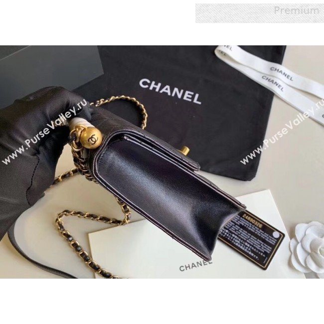 Chanel Quilted Iridescent Lambskin Pearls Flap Bag AS0584 Black 2019 (XING-0010902)