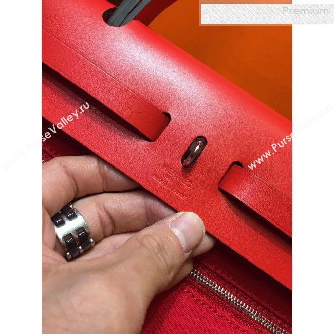 Hermes Herbag 31cm PM Double-Canvas Shoulder Bag All Red (JIMMY-0010840)