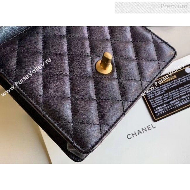 Chanel Quilted Iridescent Lambskin Pearls Flap Bag AS0584 Black 2019 (XING-0010902)