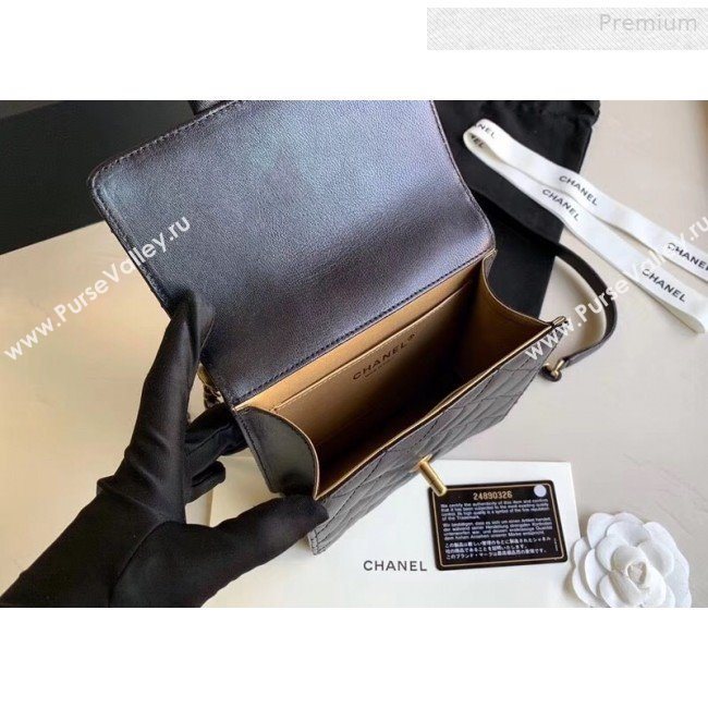 Chanel Quilted Iridescent Lambskin Pearls Flap Bag AS0584 Black 2019 (XING-0010902)