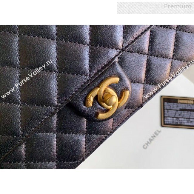 Chanel Quilted Iridescent Lambskin Pearls Flap Bag AS0585 Black 2019 (XING-0010904)