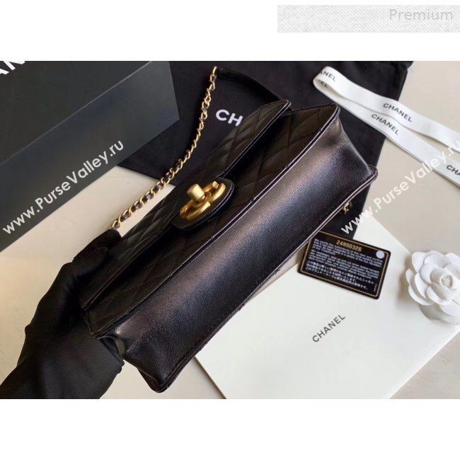 Chanel Quilted Iridescent Lambskin Pearls Flap Bag AS0585 Black 2019 (XING-0010904)