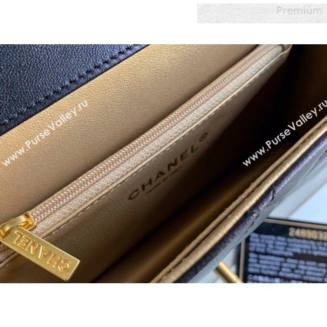 Chanel Quilted Iridescent Lambskin Pearls Flap Bag AS0585 Black 2019 (XING-0010904)