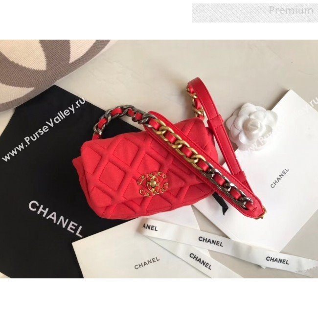Chanel 19 Quilted Jersey Waist/Belt Bag AS1163 Red 2019 (XING-0010905)