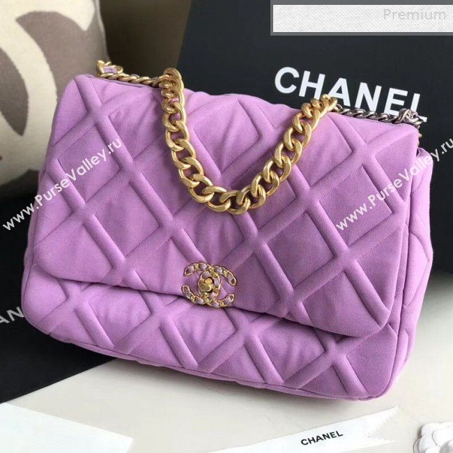 Chanel 19 Quilted Jersey Maxi Flap Bag AS1162 Purple 2019 (XING-0010907)
