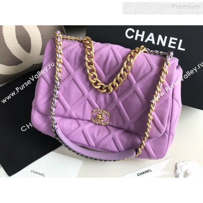 Chanel 19 Quilted Jersey Maxi Flap Bag AS1162 Purple 2019 (XING-0010907)