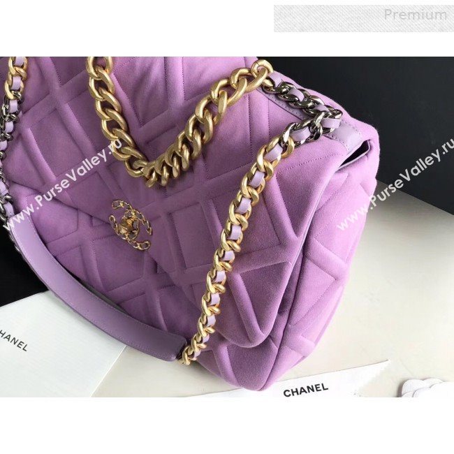 Chanel 19 Quilted Jersey Maxi Flap Bag AS1162 Purple 2019 (XING-0010907)