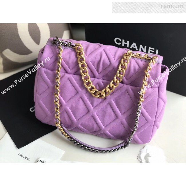 Chanel 19 Quilted Jersey Maxi Flap Bag AS1162 Purple 2019 (XING-0010907)