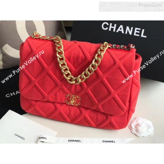 Chanel 19 Quilted Jersey Maxi Flap Bag AS1162 Red 2019 (XING-0010908)