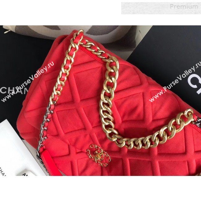 Chanel 19 Quilted Jersey Maxi Flap Bag AS1162 Red 2019 (XING-0010908)