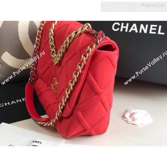 Chanel 19 Quilted Jersey Maxi Flap Bag AS1162 Red 2019 (XING-0010908)