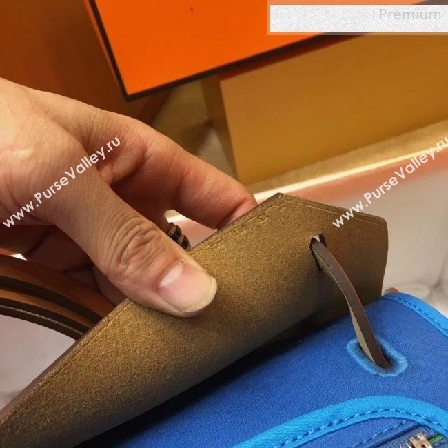 Hermes Herbag 31cm PM Double-Canvas Shoulder Bag Blue/Green/Mid-Coffee (JIMMY-0010843)