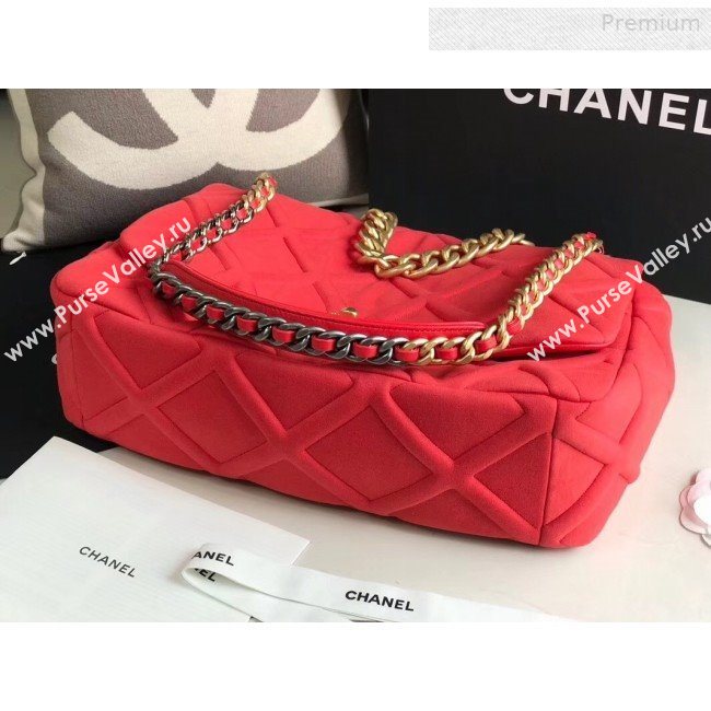 Chanel 19 Quilted Jersey Maxi Flap Bag AS1162 Red 2019 (XING-0010908)