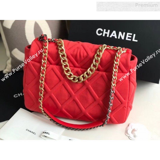 Chanel 19 Quilted Jersey Maxi Flap Bag AS1162 Red 2019 (XING-0010908)