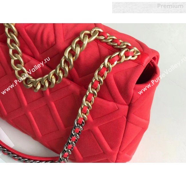 Chanel 19 Quilted Jersey Maxi Flap Bag AS1162 Red 2019 (XING-0010908)