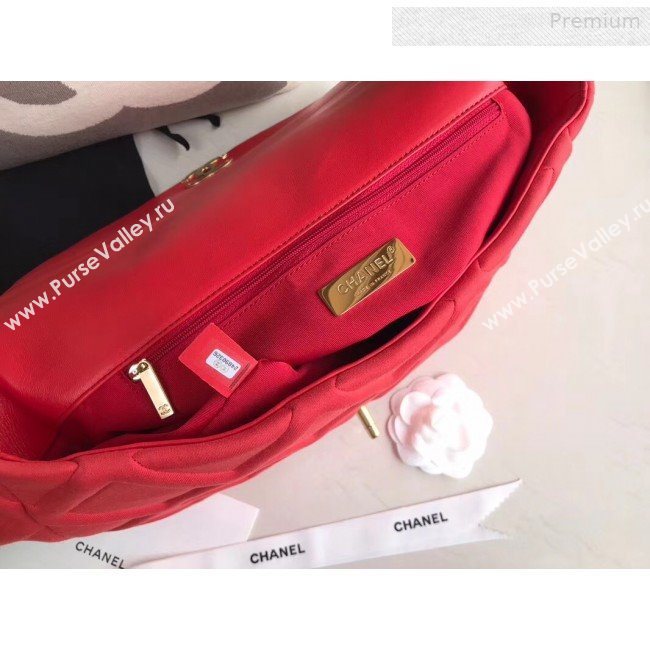 Chanel 19 Quilted Jersey Maxi Flap Bag AS1162 Red 2019 (XING-0010908)