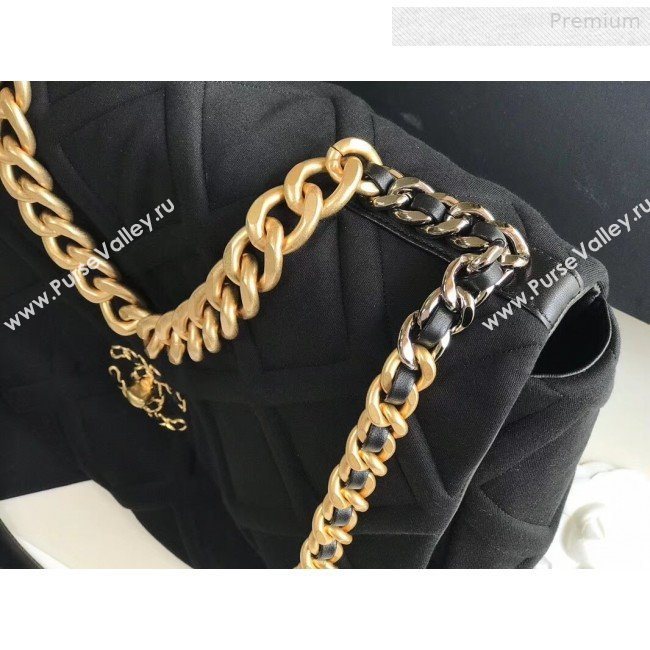 Chanel 19 Quilted Jersey Maxi Flap Bag AS1162 Black 2019 (XING-0010910)