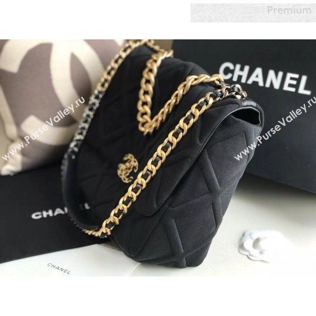 Chanel 19 Quilted Jersey Maxi Flap Bag AS1162 Black 2019 (XING-0010910)