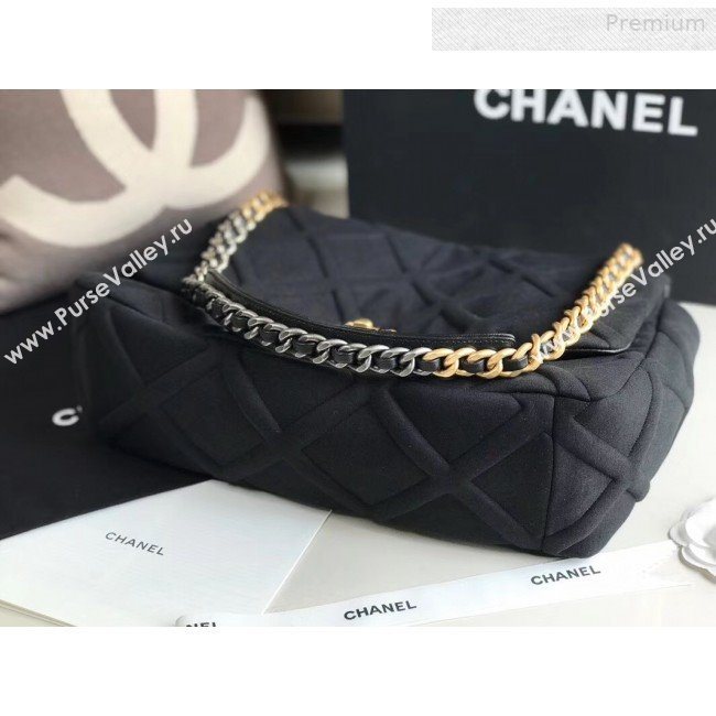 Chanel 19 Quilted Jersey Maxi Flap Bag AS1162 Black 2019 (XING-0010910)