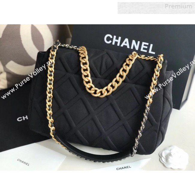 Chanel 19 Quilted Jersey Maxi Flap Bag AS1162 Black 2019 (XING-0010910)