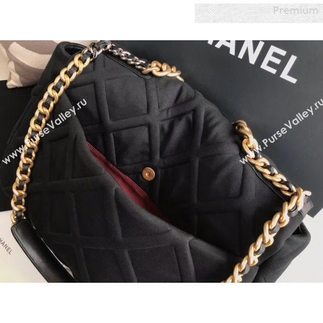 Chanel 19 Quilted Jersey Maxi Flap Bag AS1162 Black 2019 (XING-0010910)