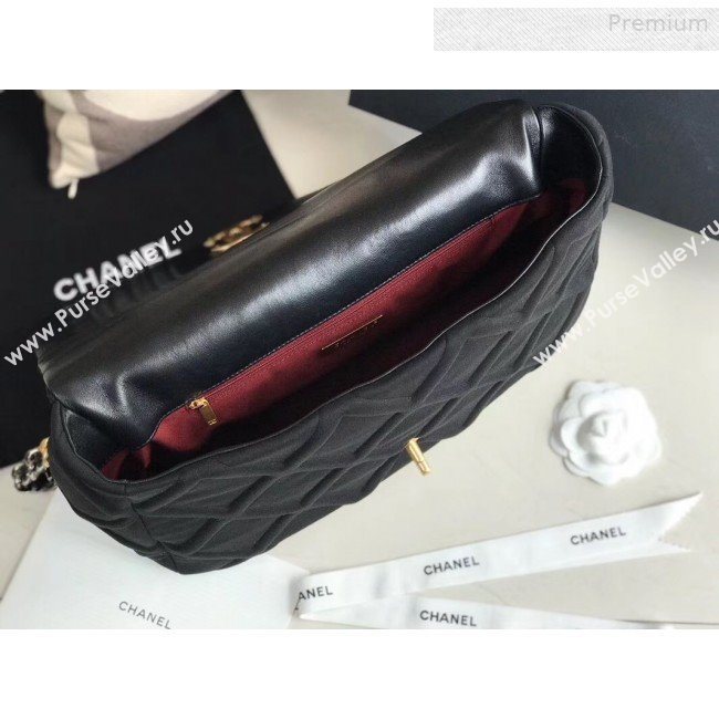 Chanel 19 Quilted Jersey Maxi Flap Bag AS1162 Black 2019 (XING-0010910)