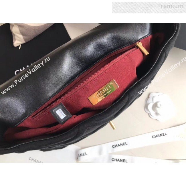 Chanel 19 Quilted Jersey Maxi Flap Bag AS1162 Black 2019 (XING-0010910)