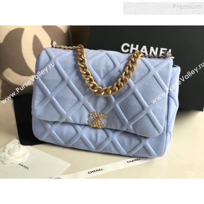 Chanel 19 Quilted Jersey Maxi Flap Bag AS1162 Blue 2019 (XING-0010909)