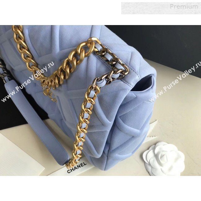 Chanel 19 Quilted Jersey Maxi Flap Bag AS1162 Blue 2019 (XING-0010909)